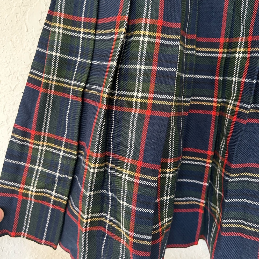 Vintage Dark Academia Plaid Pleated Skirt, Preppy Schoolgirl Mini Skirt - Picture 2 of 7